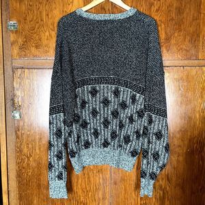 Vintage Nuovo New Forces Men's XL 100% Acrylic Geometric Grandpa Dad Sweater